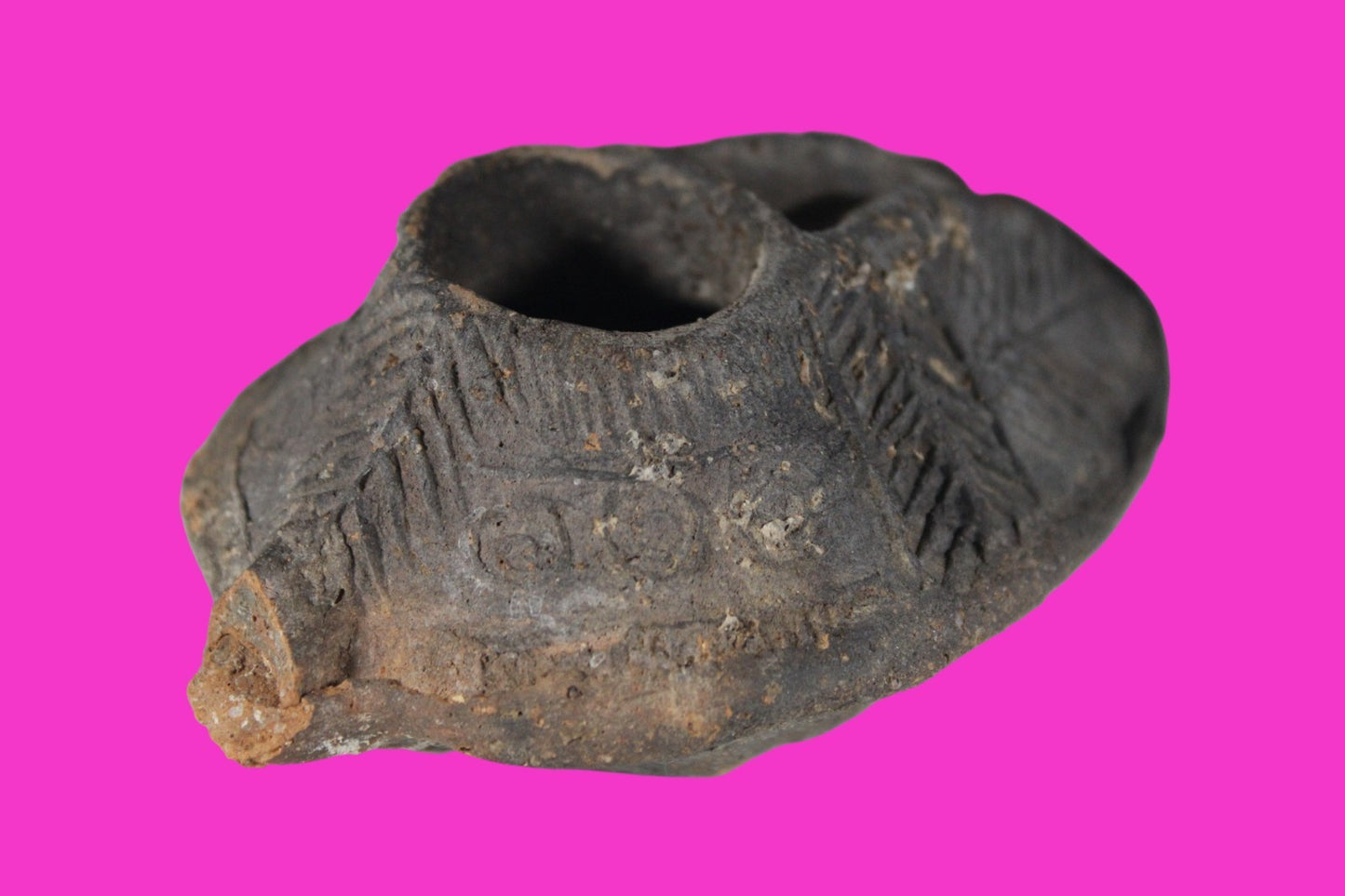 Oil Lamp Holy Land Ancient Artifact Jesus Christ Home Israel 300-600 AD COA 95