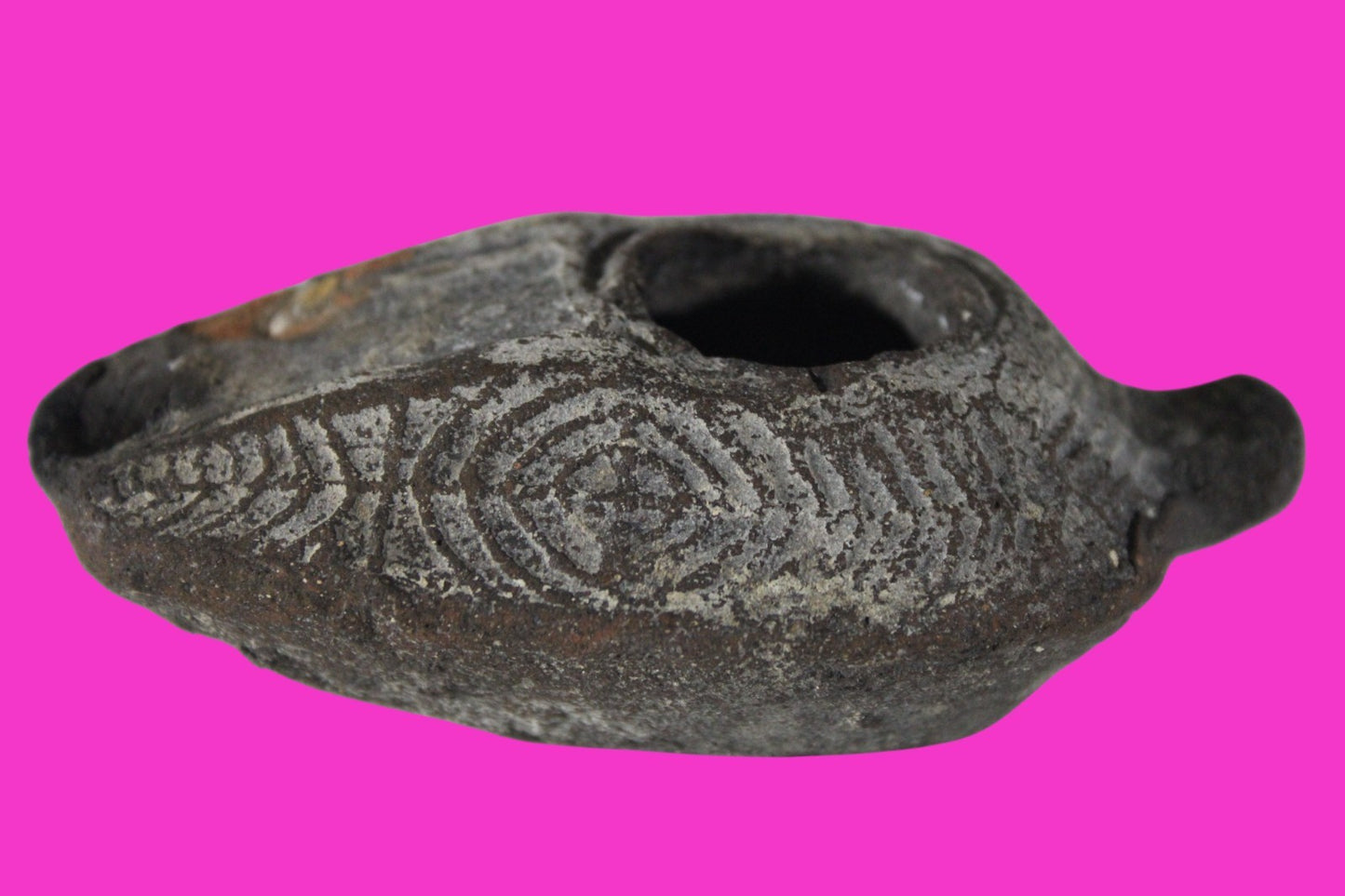 Oil Lamp Holy Land Ancient Artifact Jesus Christ Home Israel 300-600 AD COA 73