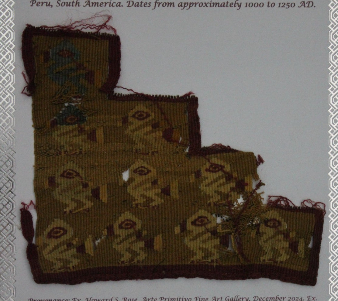 Pre Columbian Authentic Artifact Frameable Textile Border Chancay Peru COA 34