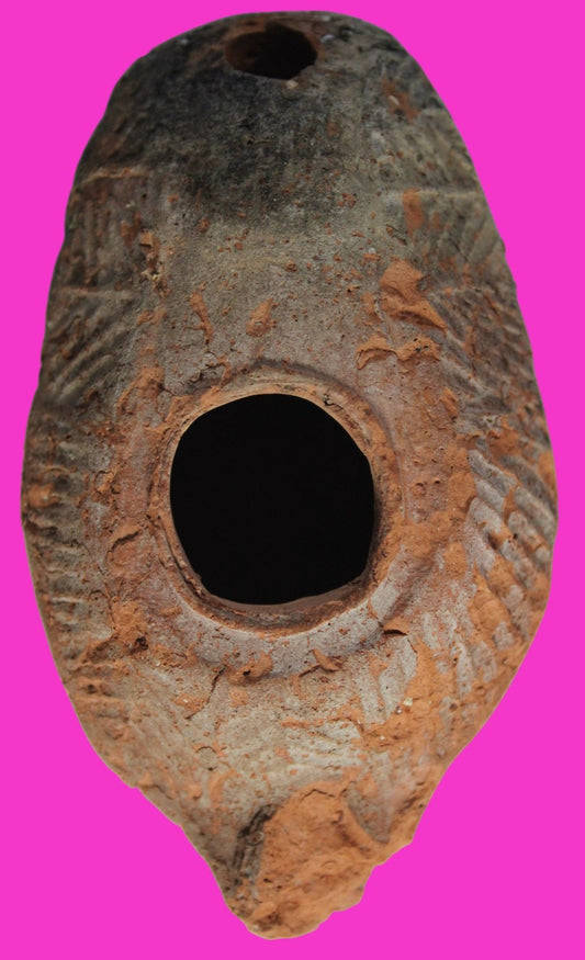 Oil Lamp Holy Land Ancient Artifact Jesus Christ Home Israel 300-600 AD COA 101