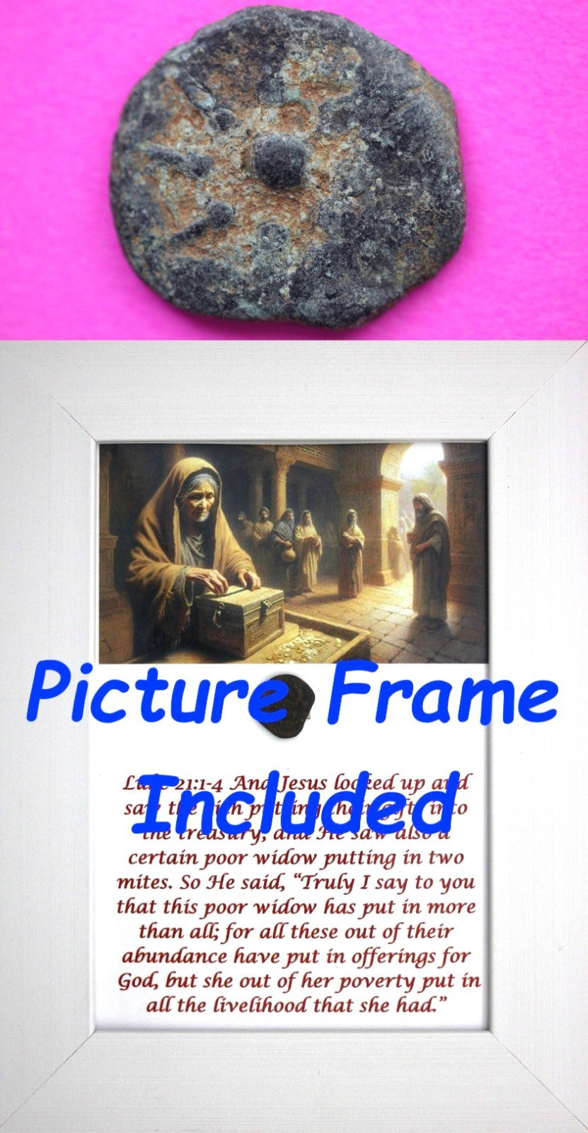 Widows Mite Coin Holy Land Artifact Free Display Frame Jesus Christ Lifetime 105